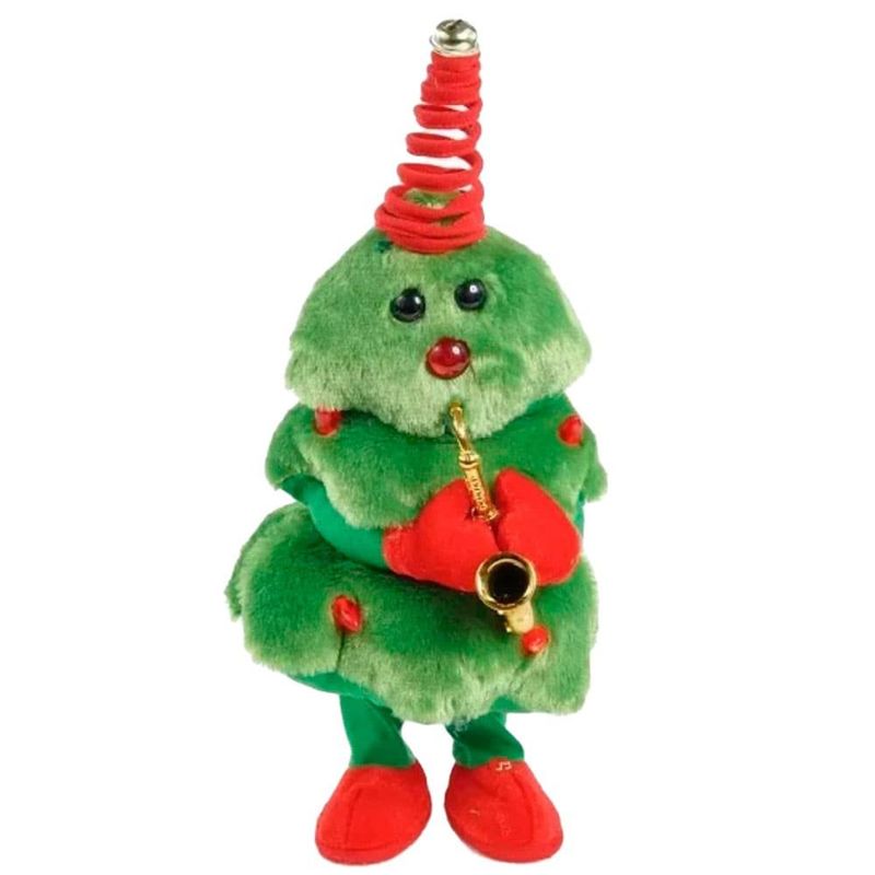 pelúcia árvore de natal cromus com movimento 11cm vermelho e verde (mp)