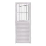 porta mista aço e alumínio com postigo 2 vidros lisos lado direito mgm 210x80cm soft branco (mp)