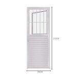 porta mista aço e alumínio com postigo 2 vidros lisos lado direito mgm 210x80cm soft branco (mp)