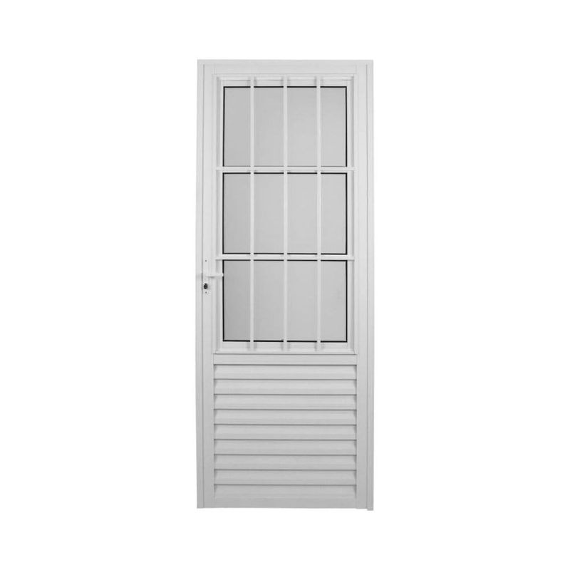 porta de alumínio com postigo mgm lado direito 3 vidros mini boreal 210x80cm sólido branco (mp)