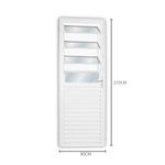 porta de alumínio com basculante mgm vidro mini boreal lado esquerdo 210x80cm sólido branco (mp)
