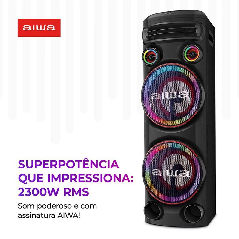 caixa de som torre bluetooth aiwa bivolt aws-t2w-02 (mp)