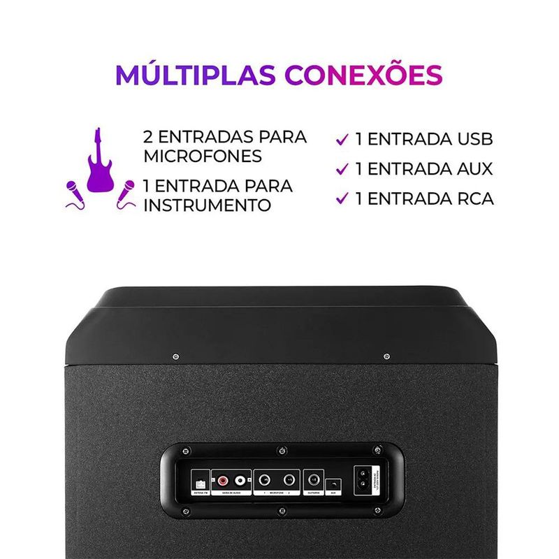 caixa de som torre bluetooth aiwa bivolt aws-t2w-02 (mp)