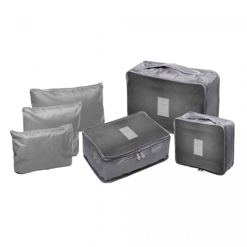 conjunto organizador 6 peças lyor de mala para viagem cinza 220332
