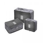 conjunto organizador 6 peças lyor de mala para viagem cinza 220332