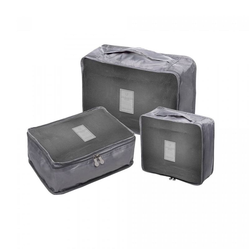 conjunto organizador 6 peças lyor de mala para viagem cinza 220332