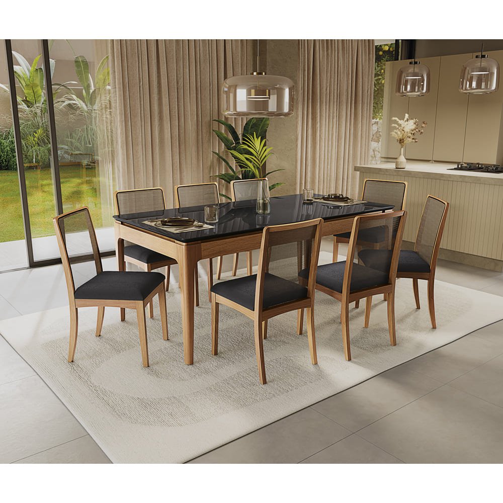 Sala de Jantar 9 Peças Kappesberg Carvalho Cinza