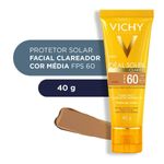 protetor solar facial com cor vichy idéal soleil clarify média fps60 40g