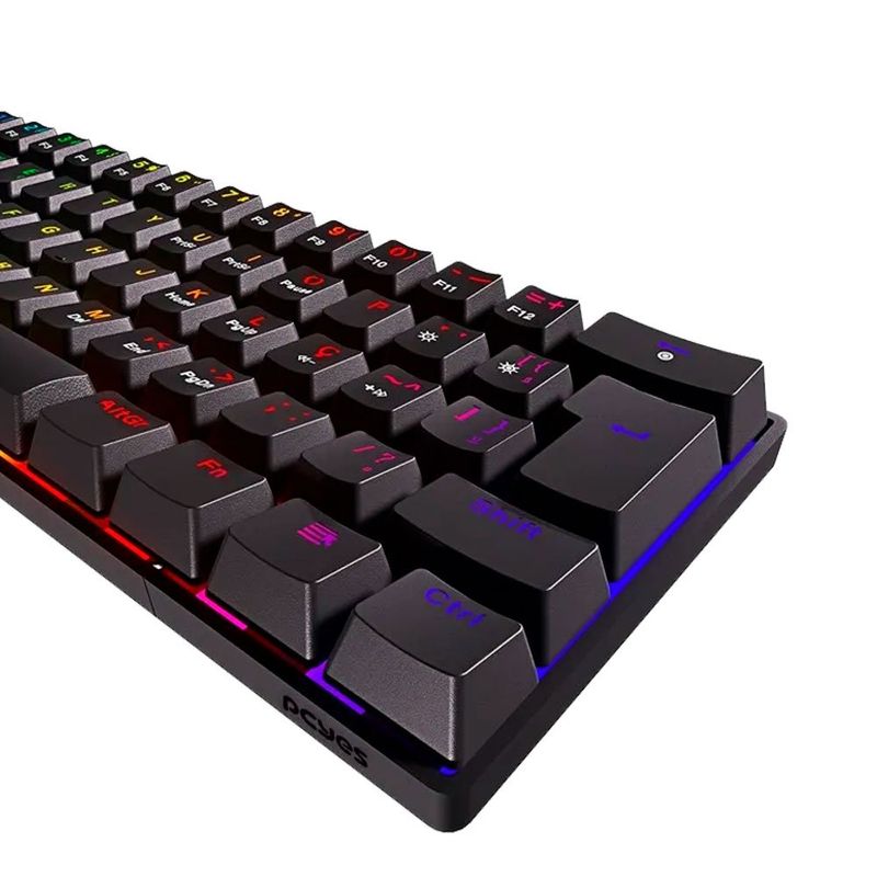 teclado gamer mecânico pcyes 60% usb zot rgb (mp)