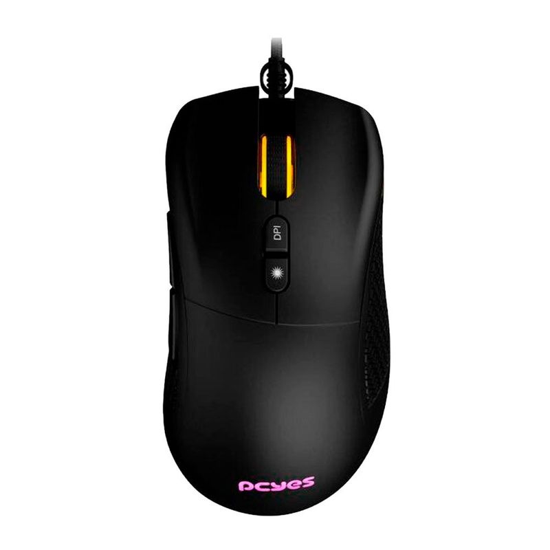 mouse gamer usb pcyes gaius rgb 12400dpi 7 botões preto (mp)