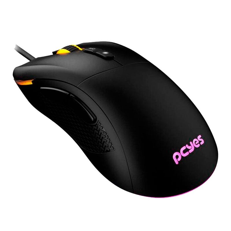 mouse gamer usb pcyes gaius rgb 12400dpi 7 botões preto (mp)