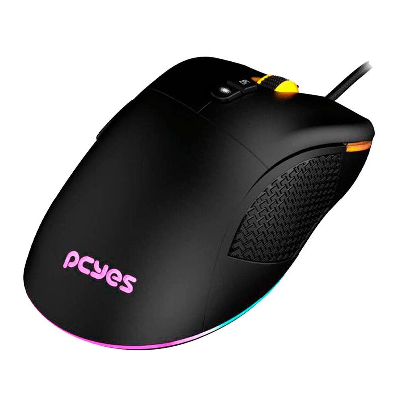 mouse gamer usb pcyes gaius rgb 12400dpi 7 botões preto (mp)