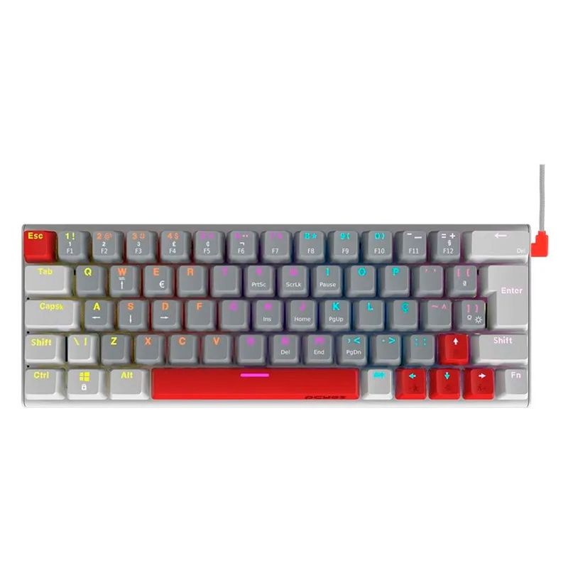 teclado gamer mecânico pcyes usb kuromori 60% rgb branco (mp)