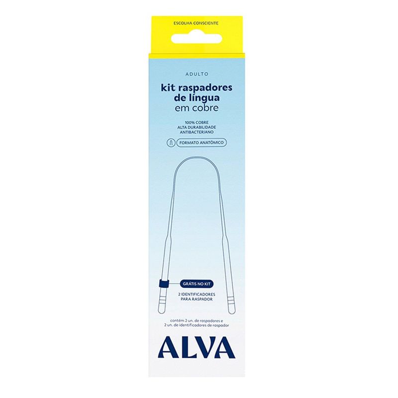 kit raspador de língua alva 100% cobre+identificador de raspador