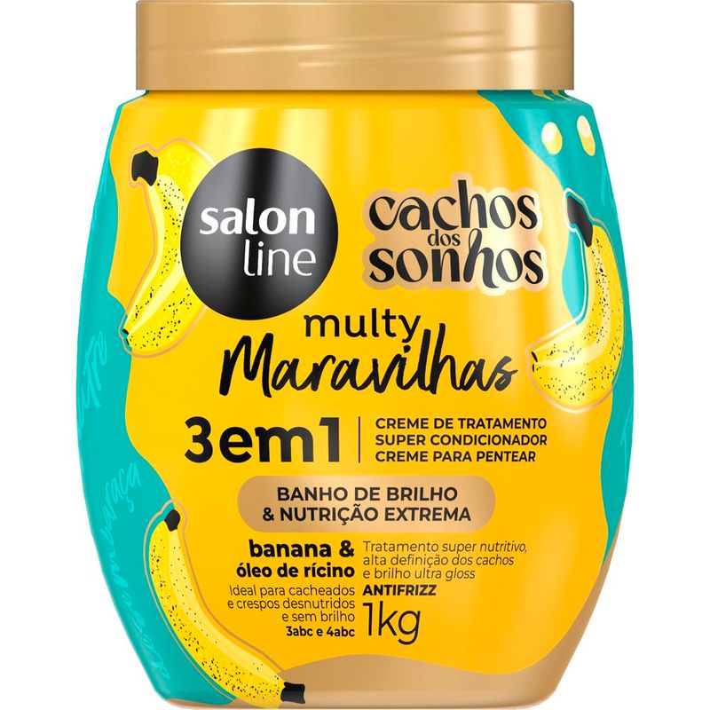 creme salon line 3 em 1 multy maravilhas banana & óleo rícino 1kg