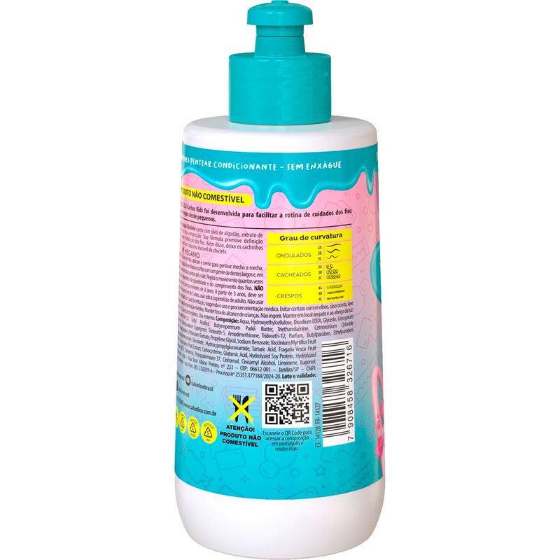 creme para pentear salon line kids chiclete 300ml