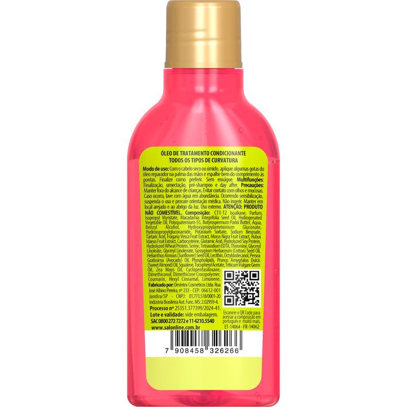 óleo de tratamento salon line multy extraordinário morango & óleo de macadâmia 50ml