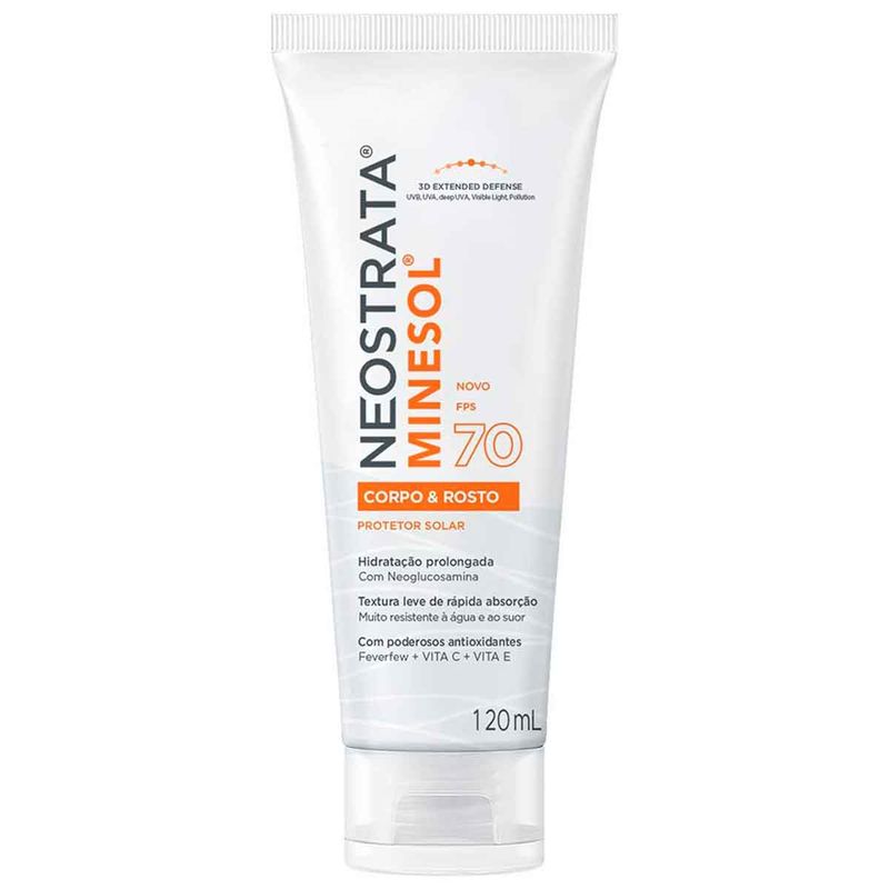 protetor solar neostrata minesol corpo e rosto fps70 120ml