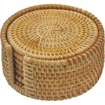 porta-copos 6 peças rattan com suporte a-bi