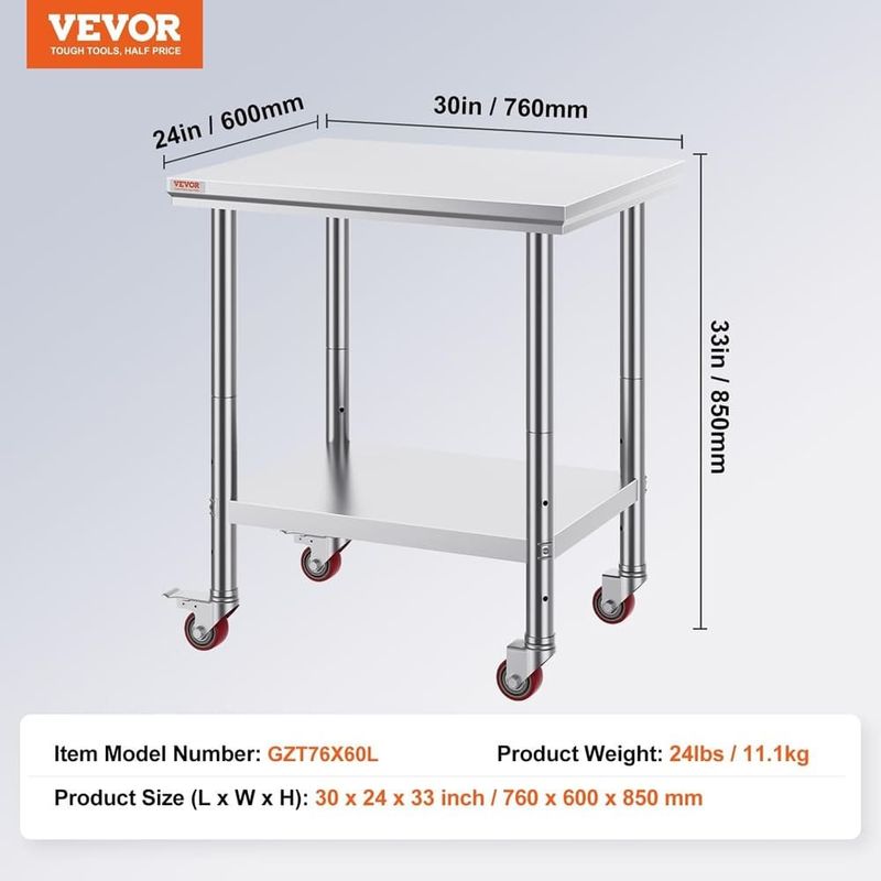 mesa de trabalho vevor aço inox a-bi