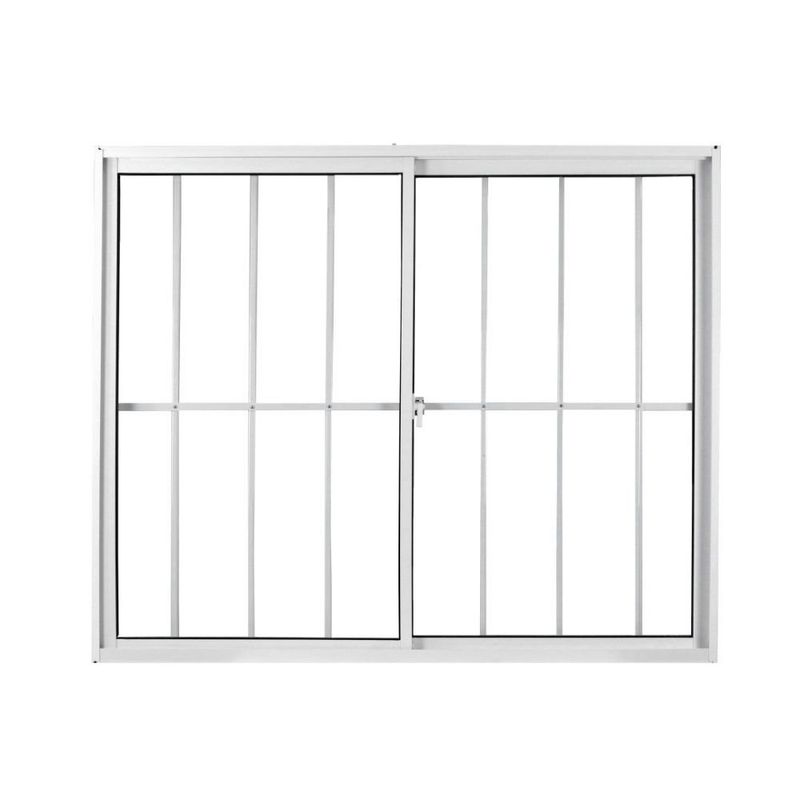 janela de correr em alumínio com grade vidro liso 2 folhas mgm 100x120cm soft branco (mp)
