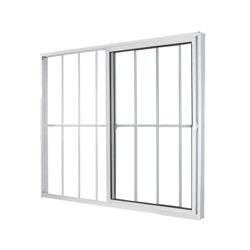 janela de correr em alumínio com grade vidro liso 2 folhas mgm 100x120cm soft branco (mp)