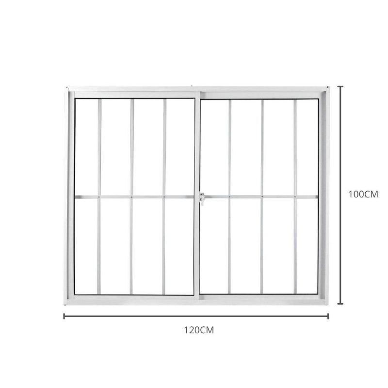 janela de correr em alumínio com grade vidro liso 2 folhas mgm 100x120cm soft branco (mp)