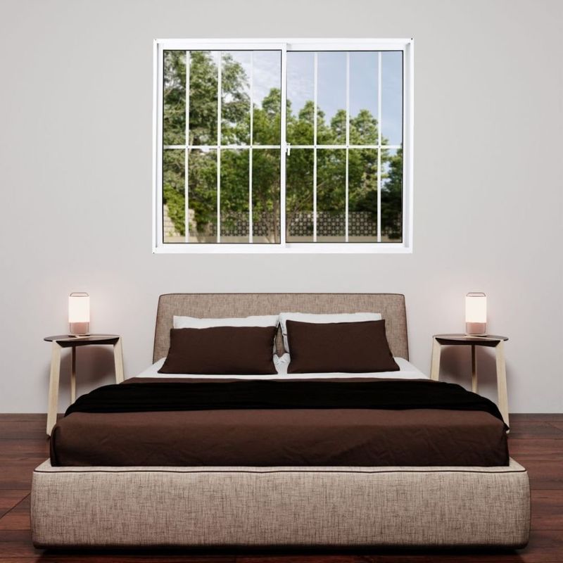 janela de correr em alumínio com grade vidro liso 2 folhas mgm 100x120cm soft branco (mp)