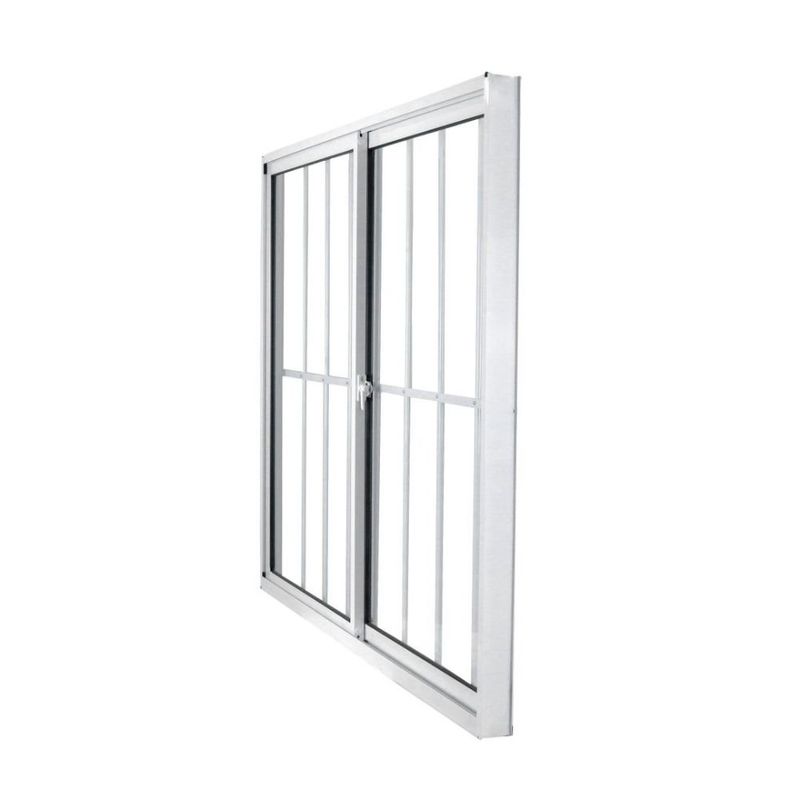 janela de correr em alumínio com grade vidro liso 2 folhas mgm 100x100cm soft branco (mp)
