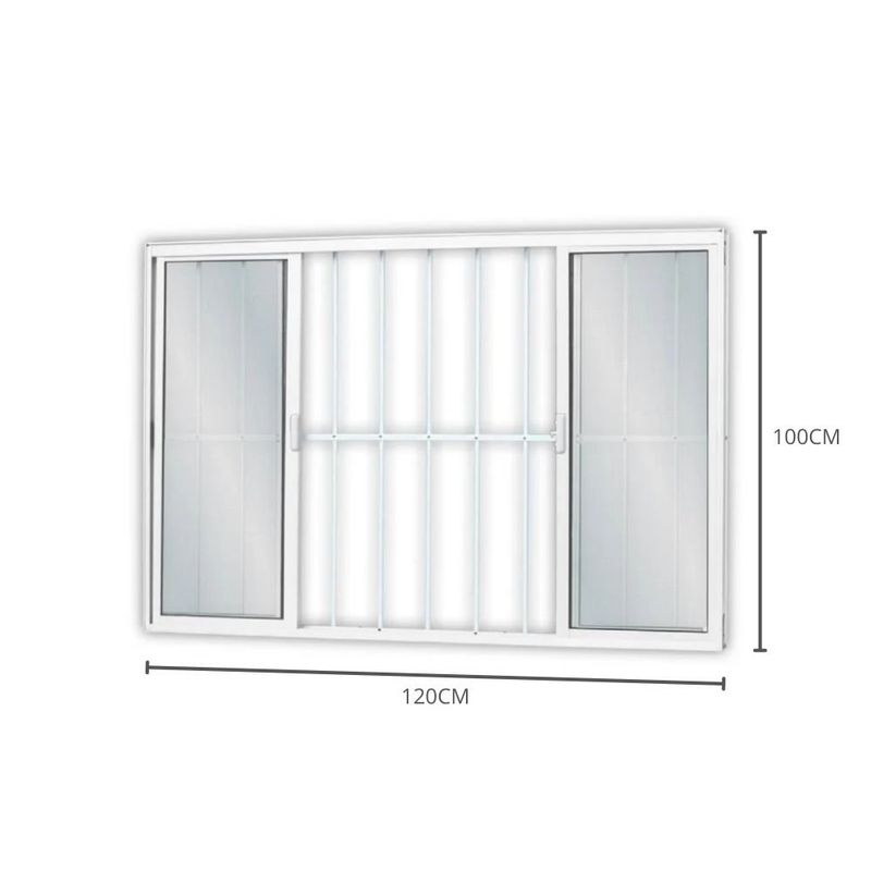 janela de correr em alumínio com grade vidro mini boreal 4 folhas mgm 100x120cm soft branco (mp)