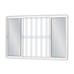 janela de correr de alumínio com grade vidro mini boreal 4 folhas mgm 100x150cm soft branco (mp)