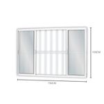 janela de correr de alumínio com grade vidro mini boreal 4 folhas mgm 100x150cm soft branco (mp)