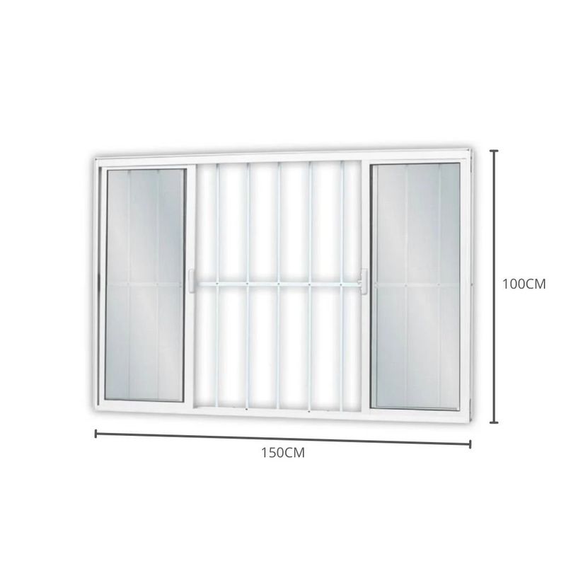 janela de correr de alumínio com grade vidro mini boreal 4 folhas mgm 100x150cm soft branco (mp)