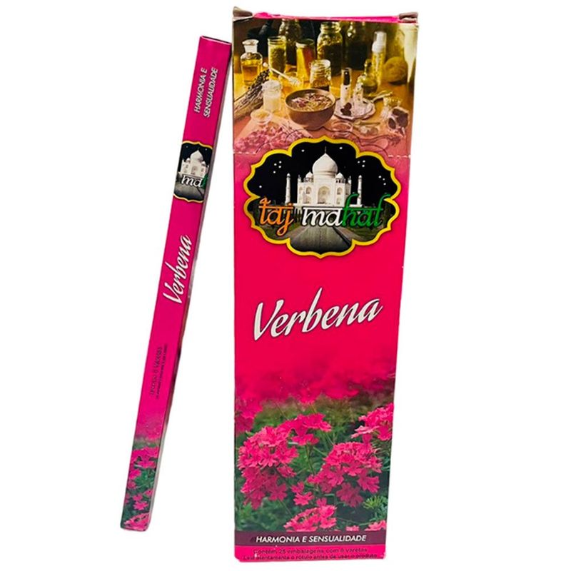 incenso de verbena para harmonia taj mahat caixa com 25 pacotes (mp)
