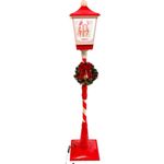 poste natalino florarte iluminado com som e neve 180cm vermelho (mp)