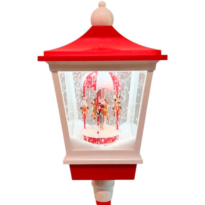 poste natalino florarte iluminado com som e neve 180cm vermelho (mp)