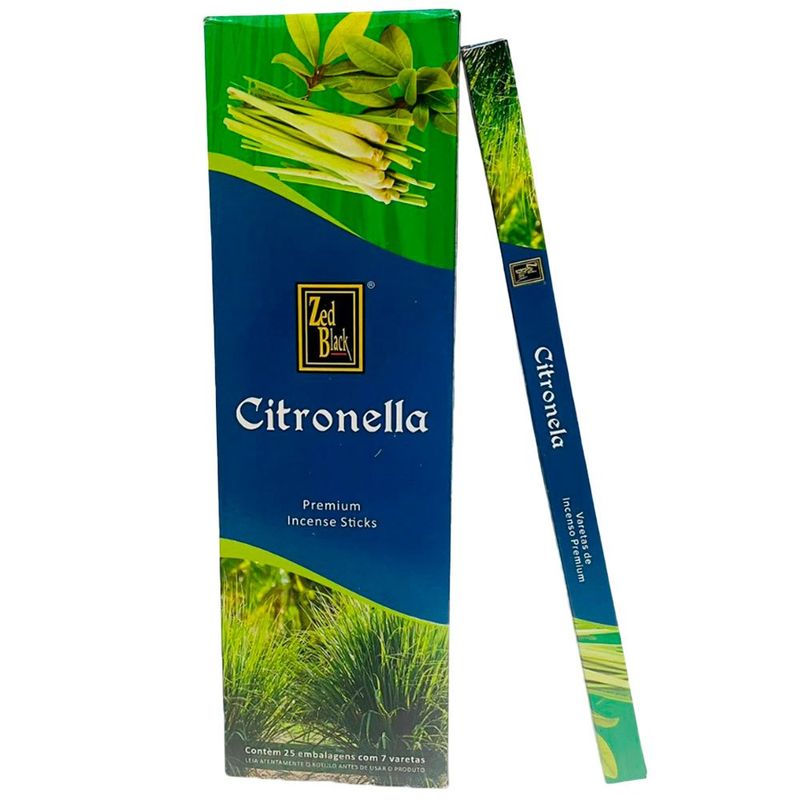 incenso de citronella zed black caixa com 25 pacotes (mp)