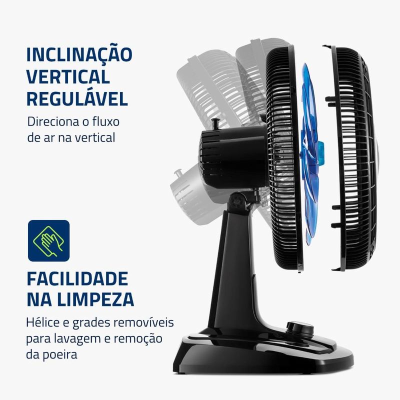 ventilador de mesa mondial super turbo 127v preto e azul vtx-40-crystal (mp)