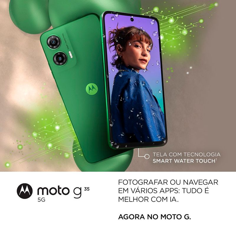 smartphone motorola g35 5g 128gb verde tela 6.7" câmera 50mp 4gb ram