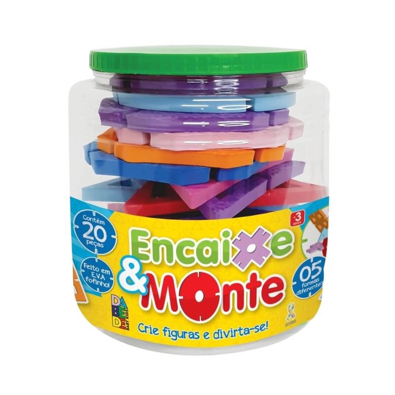 brinquedo educativo encaixe e monte mingone em eva 20 peças colorido 033 (mp)