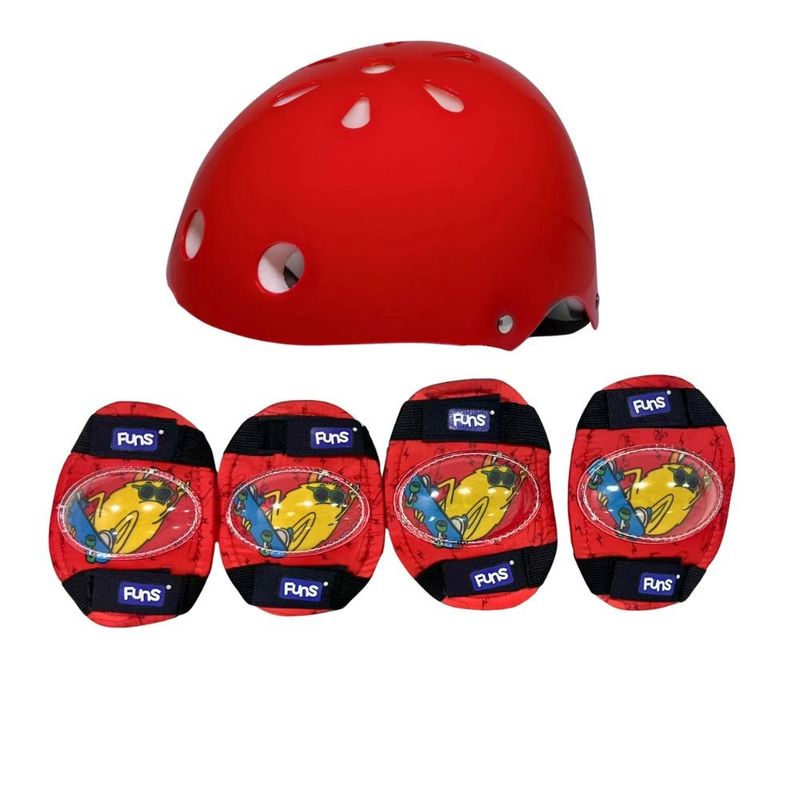 kit proteção infantil para esportes funs 5 peças vermelho wb10394 (mp)