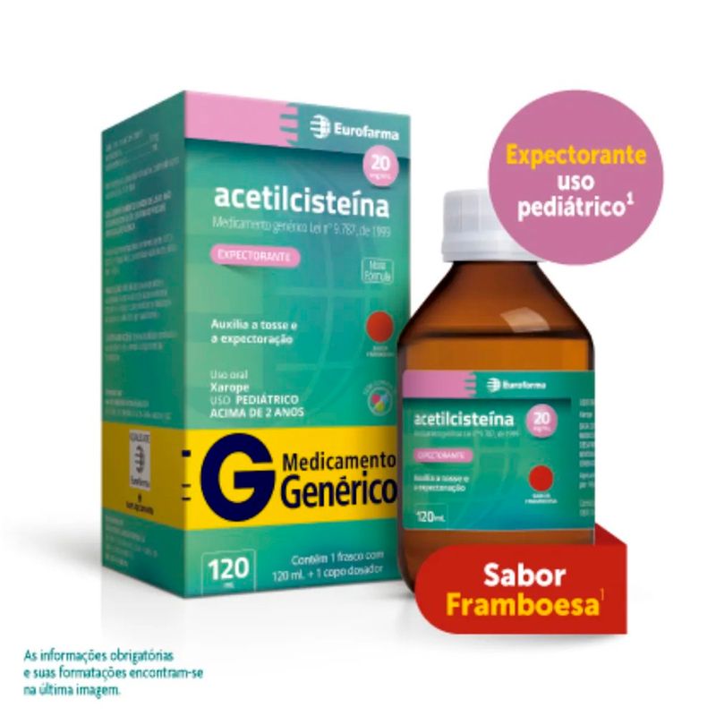acetilcisteina 20 mg/ml xarope pediátrico 120ml eurofarma