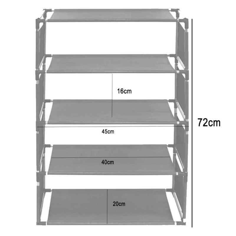 sapateira casita em ferro com 5 níveis para 10 pares de sapatos 43x22x72cm (mp)