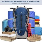 mochila loowoko para caminhada 50 litros preto a-bi