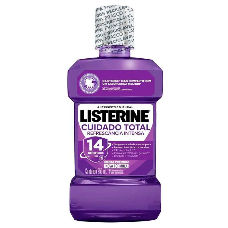 antissépitico bucal listerine cuidado total 250ml