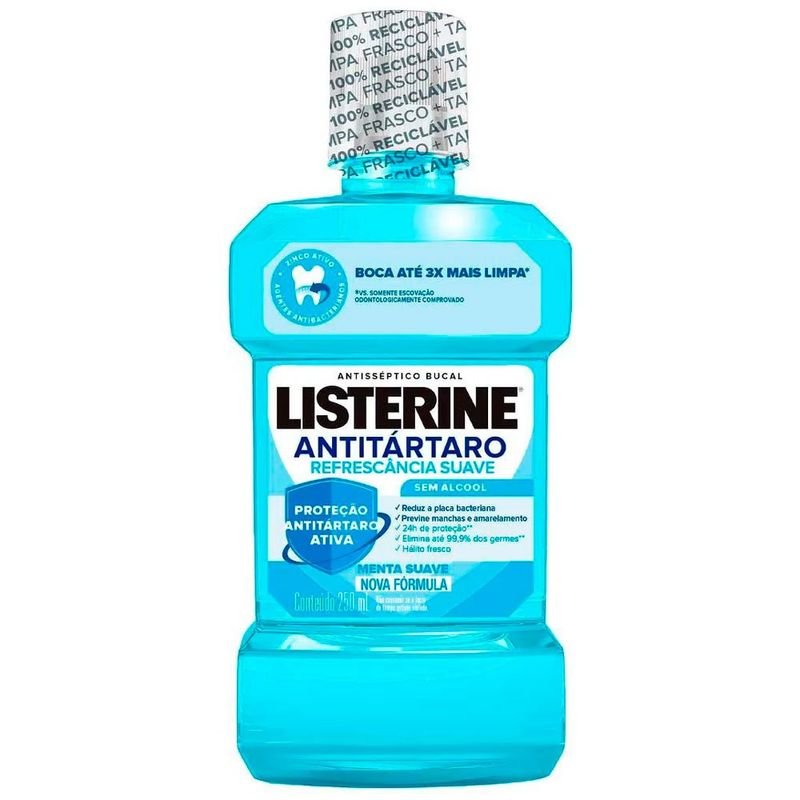 antissépitico bucal listerine antitártaro sem álcool 250ml
