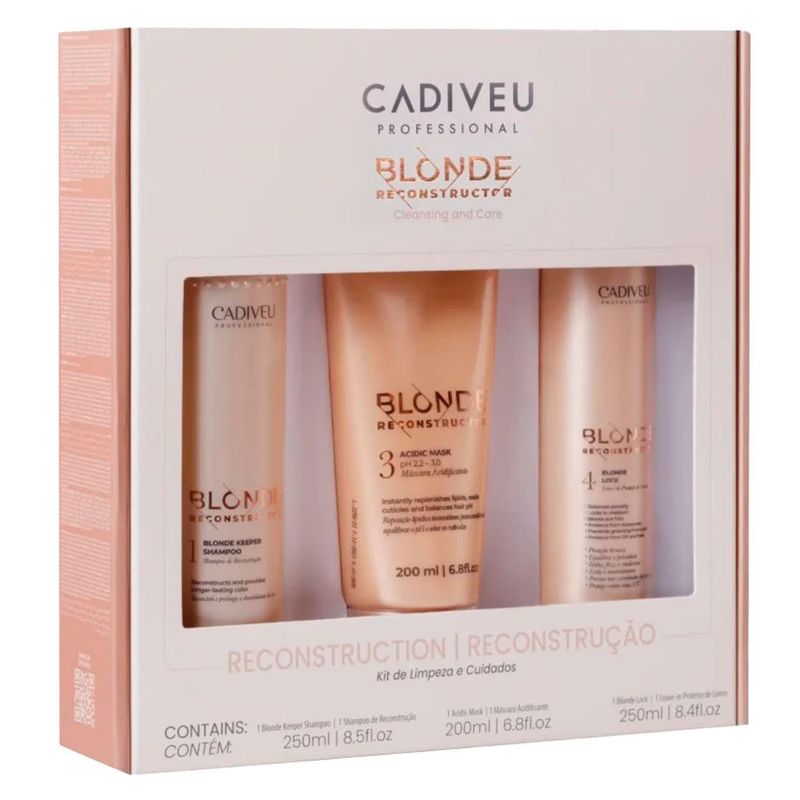 kit profissional blonde reconstructor cadiveu 3 unidades (mp)