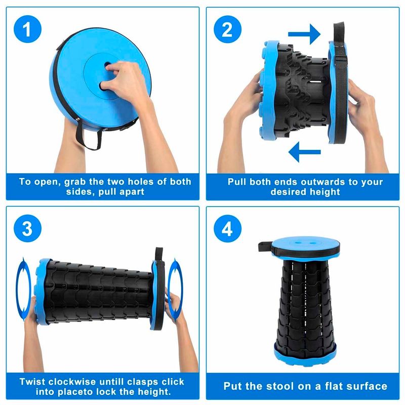 banquinho retrátil telescópico volixod preto e azul a-bi