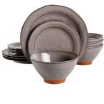 conjunto de jantar 12 peças gibson overseas cinza a-bi