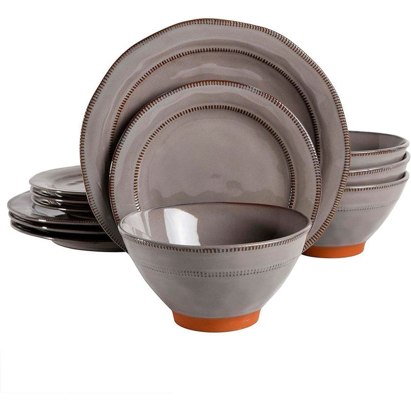 conjunto de jantar 12 peças gibson overseas cinza a-bi